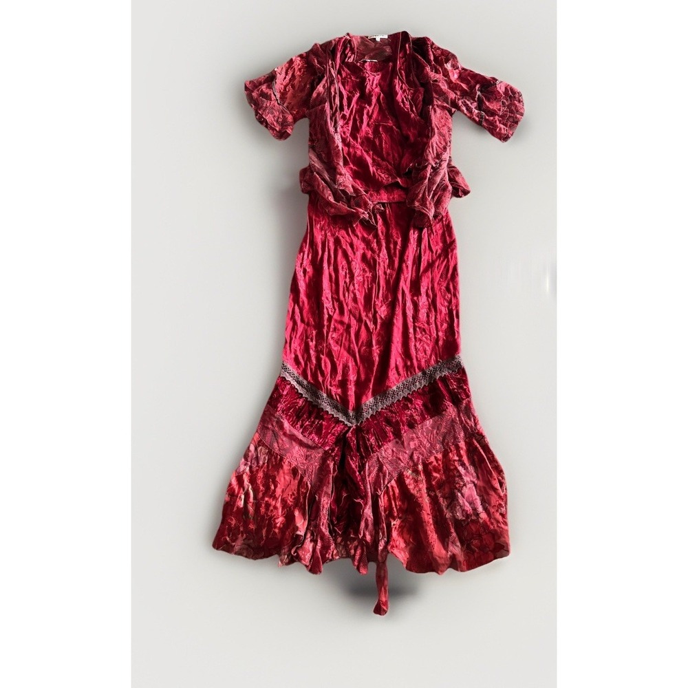 Spencer Alexis 3 Pc Skirt  Set Women M Red Fairy Boho Bohemian Gipsy Top S